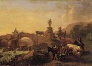 BERCHEM, Nicolaes Italian Landscape with a Bridge oil